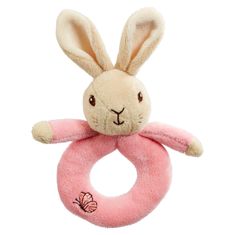 Mavrična ropotuljica Ring Rabbit Peter & Flopsy 1 kos roza