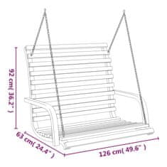 Vidaxl Gugalna klop trden ukrivljen les s tikovino 126x63x92 cm