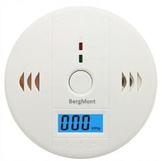 BergMont Senzor plina CO, detektor ogljikovega monoksida , LED zaslon, alarm 85DB, 3 x AA baterije