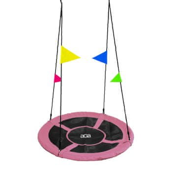 Aga Viseči gugalni obroč 90 cm Roza z zastavicami