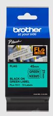 FLe-7511, vnaprej izrezane etikete - črna na zeleni, širina 21 mm