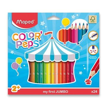 Maped Color'Peps Jumbo Crayons - 24 barv, trikotne oblike