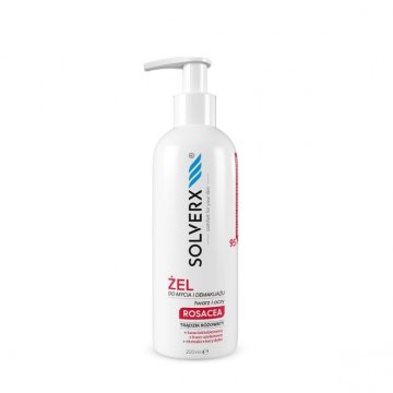 SOLVERX Rosacea gel za čiščenje obraza in oči ter odstranjevanje ličil za rozaceo 200 ml