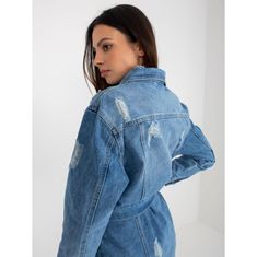 Factoryprice Ženska dolga jakna iz džinsa z luknjami CHIMA modra HM-KR-M089.54_398594 L