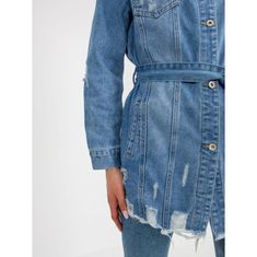 Factoryprice Ženska dolga jakna iz džinsa z luknjami CHIMA modra HM-KR-M089.54_398594 L