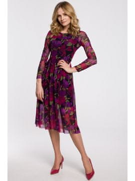 makover Ženska cvetlična obleka Clakin K064 bordo