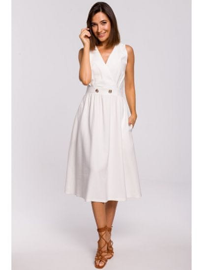 Style Stylove Ženska midi obleka Moloyde S224 ekru