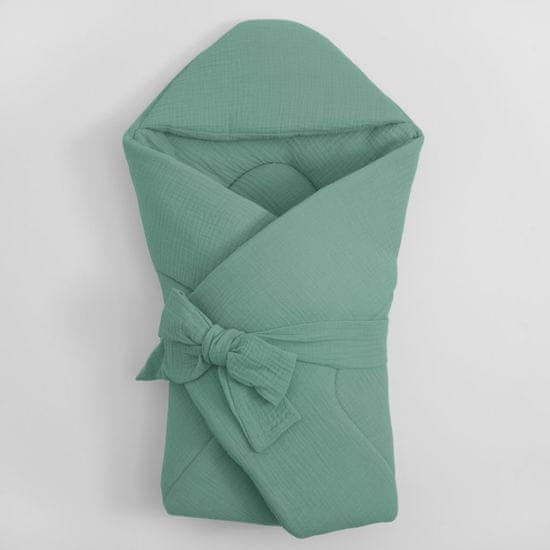 NEW BABY Muslinski ovitek s kapuco green