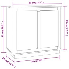 Vidaxl Komoda rjav hrast 80x34x75 cm inženirski les