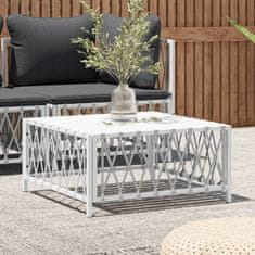 Vidaxl Vrtna miza bela 70x70x34 cm tkanina