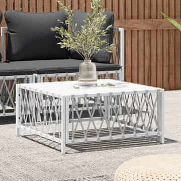 Vidaxl vidaXL Vrtna miza, bela, 70x70x34 cm, pletena