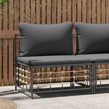 Vidaxl vidaXL Vrtna sedežna garnitura s temno sivo blazino, PE ratan