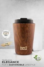 HOME & MARKER® Termo lonček za kavo iz nerjavečega jekla 350 ml, Imitacija Lesa | KOFIMUG 