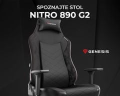 Genesis NITRO 890 G2 gaming stol, ergonomski, CareGLide kolesa, črna