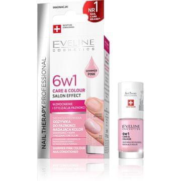 Eveline Eveline Nail Therapy 6-v-1 SHIMMER PINK balzam za barvanje nohtov 5 ml