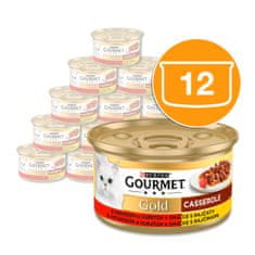 Gourmet GOLD govedina in piščanec v omaki, 12x85 g