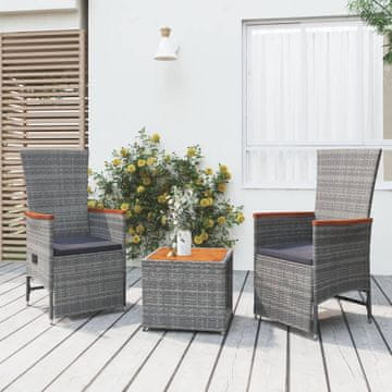 Vidaxl vidaXL 3-delna vrtna sedežna garnitura, siva, poli ratan in akacija