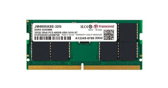 Transcend Pomnilnik 32GB SODIMM DDR5 4800 (JetRam) 2Rx8 2Gx8 CL40 1.1V