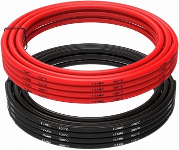 YUNIQUE GREEN-CLEAN Silikonski kabel 12 AWG Fleksibilna električna žica 5 metrov [2,5 m črna in 2,5 m rdeča] Pločevinka bakrena žica kabel Visoka temperaturna odpornost