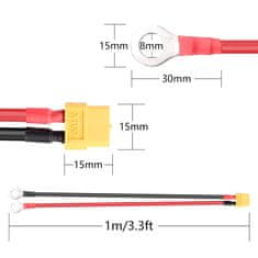 XT60 A O Obročni terminalski kabel, XT60 ženski O obročni konektorski kabel, z 1Mt 12AWG silikonsko žico, za RC Lipo Baterija FPV Drone Racing (1Mt)