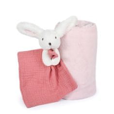 DouDou ET Compagnie Doudou Happy Rabbit darilni set s šalom in rožnato krastačo