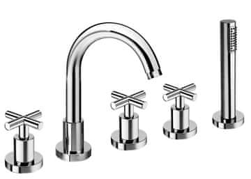 SAPHO AXIA Elegantna Kromirana Kopalniška Pipa s Petimi Funkcijami in Tušem