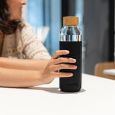 QUOKKA FLOW Steklena steklenica s silikonsko površino Črna, 660ml, 40007