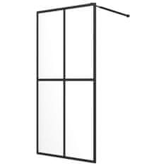 Vidaxl Pregrada za tuš s polico črna 118x190 cm ESG steklo in aluminij