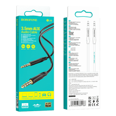 Borofone BL16 AUX kabel, 3.5 mm, 1 m, črn