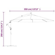 Vidaxl Previsni senčnik z LED lučmi in kovinskim drogom 350 cm peščen
