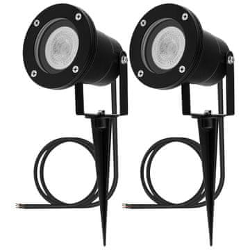 LUMILED 2x Vrtna svetilka LED GU10 vodotesna HORTI črna z 25cm kabla