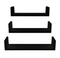 Linder Exclusiv Set 3 stenskih polic Črna