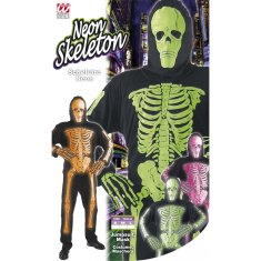 Widmann Moški Pustni Kostum Neon Skeleton Roza, L