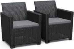KETER CLAIRE DUO Grafit - 2x Udobna Vrtna Stolica iz Umetnega Ratana