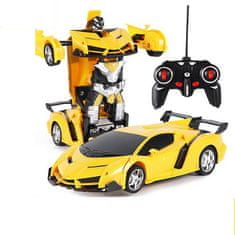 Lean-toys Avto Robot Transformer na daljinca 2v1, rumen