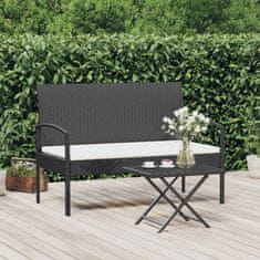 Vidaxl Vrtna klop z blazino črna 105 cm poli ratan