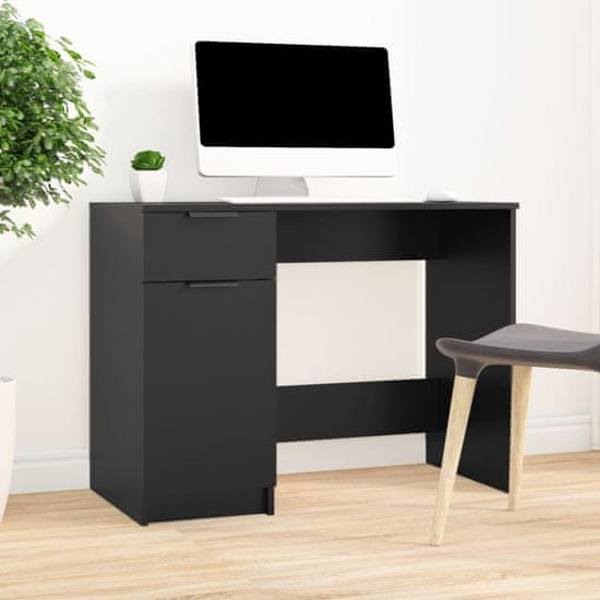 Vidaxl Pisalna miza črna 100x50x75 cm inženirski les