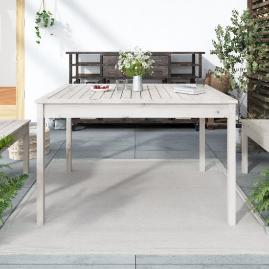 Vidaxl Vrtna miza bela 121x82,5x76 cm trdna borovina