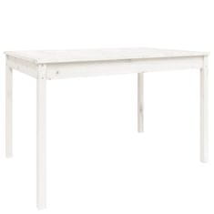 Vidaxl Vrtna miza bela 121x82,5x76 cm trdna borovina