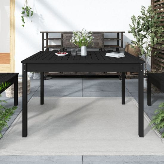 Vidaxl Vrtna miza črna 121x82,5x76 cm trdna borovina