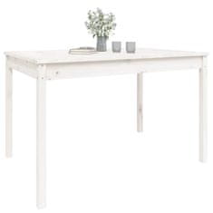 Vidaxl Vrtna miza bela 121x82,5x76 cm trdna borovina