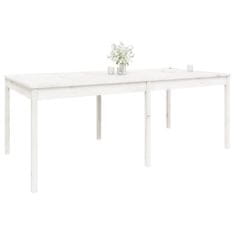 Vidaxl Vrtna miza bela 203,5x100x76 cm trdna borovina