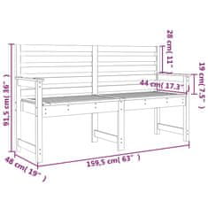 Greatstore Vrtna klop siva 159,5x48x91,5 cm trdna borovina