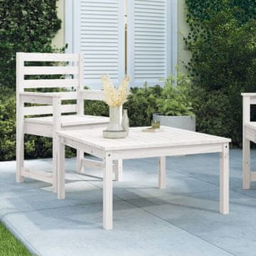 Vidaxl vidaXL Vrtna miza bela 82,5x82,5x45 cm masivni borov les
