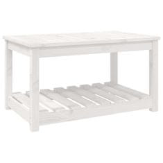 Vidaxl Vrtna miza bela 82,5x50,5x45 cm trdna borovina