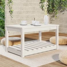 Vidaxl Vrtna miza bela 82,5x50,5x45 cm trdna borovina