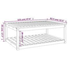 Vidaxl Vrtna miza medeno rjava 121x82,5x45 cm trdna borovina