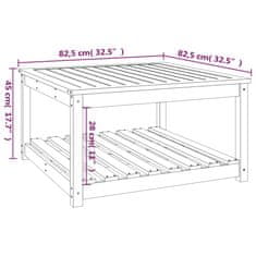 Vidaxl Vrtna miza bela 82,5x82,5x45 cm trdna borovina