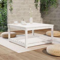 Vidaxl Vrtna miza bela 82,5x82,5x45 cm trdna borovina