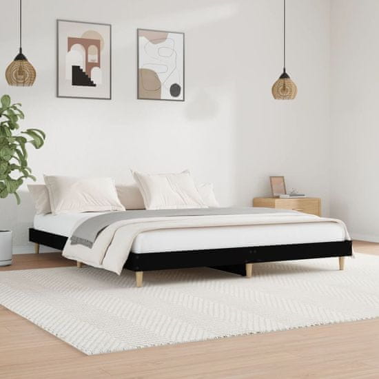 Vidaxl Posteljni okvir črn 160x200 cm inženirski les